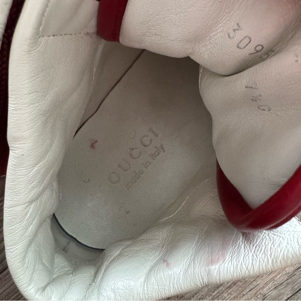 Gucci Men's 309517 Signature Red Burgundy High-Top Sneakers Size 7.5 - Picture 8 of 8